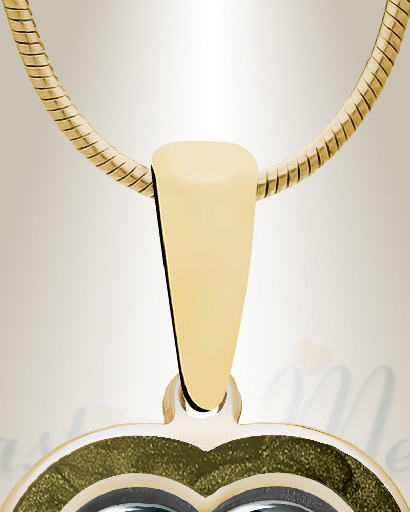 Heart 14K Gold Picture Pendant With Sage Ashes