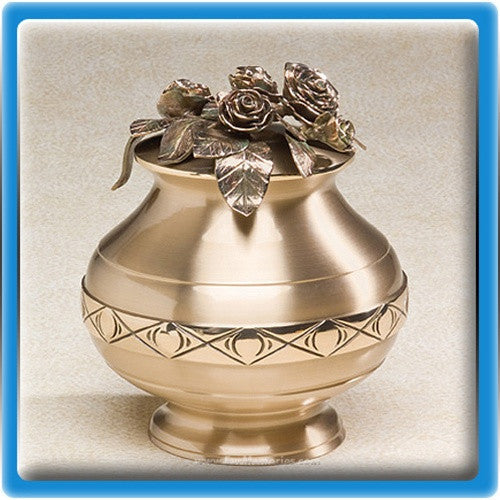 Bountiful Roses Bronze Urn