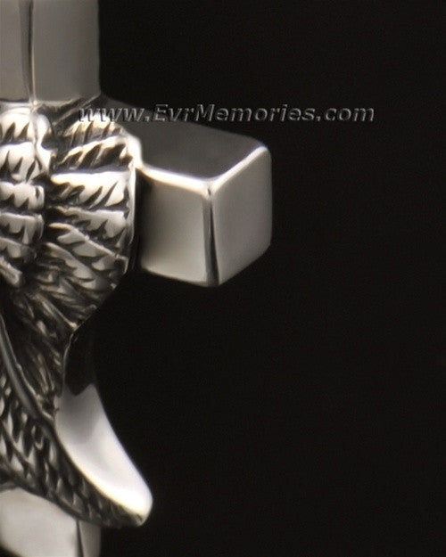 14k White Gold Angelic Cross Cremation Charm
