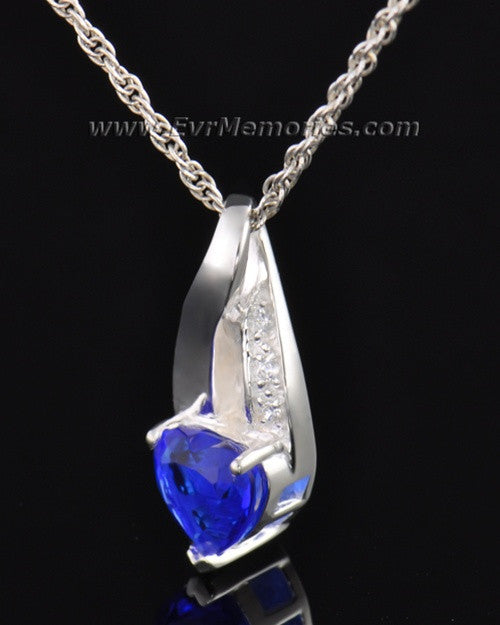 Sterling Silver Deep Blue Heart Memorial Locket
