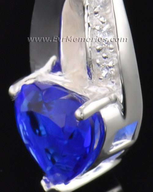 Sterling Silver Deep Blue Heart Memorial Locket
