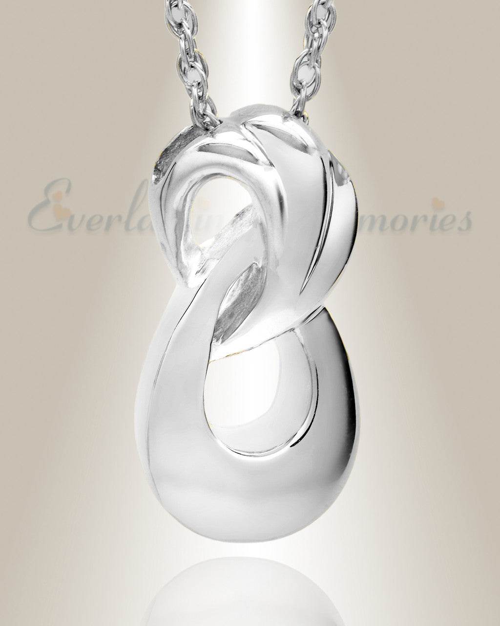 Everlasting Solid 14K White Gold Infinity Cremation Urn Keepsake