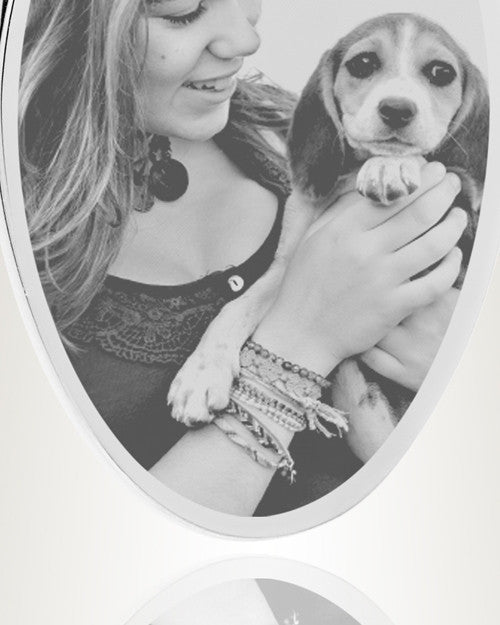 Oval Photo Engraved Stainless Pet Keepsake