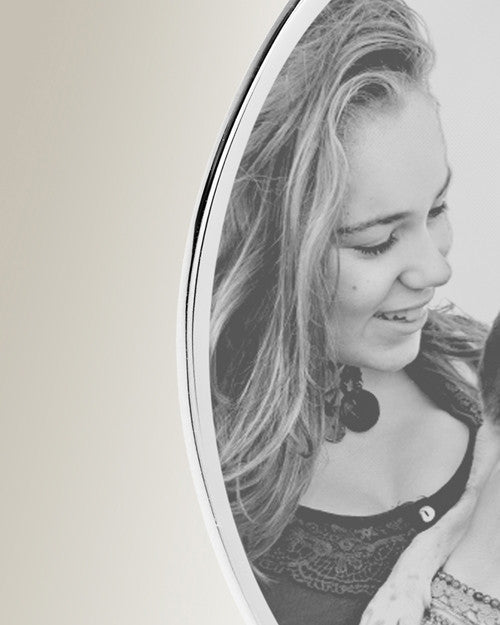Oval Photo Engraved Stainless Pet Keepsake