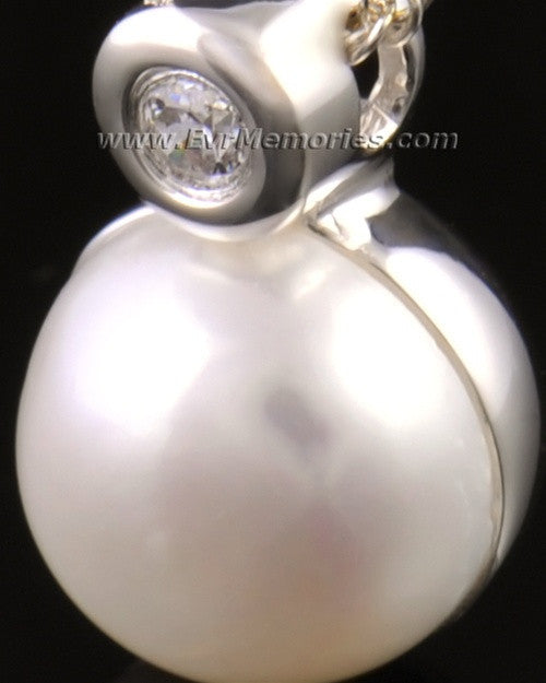 14K White Gold Pearl Cremation Keepsake