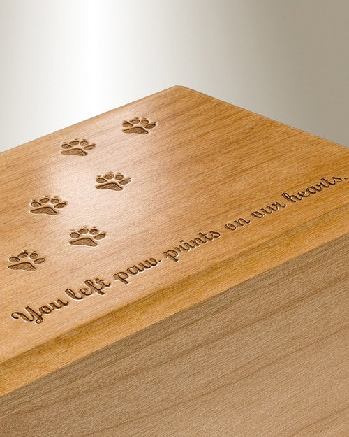 Medium Alder Cremation Urn w/ Pawprints