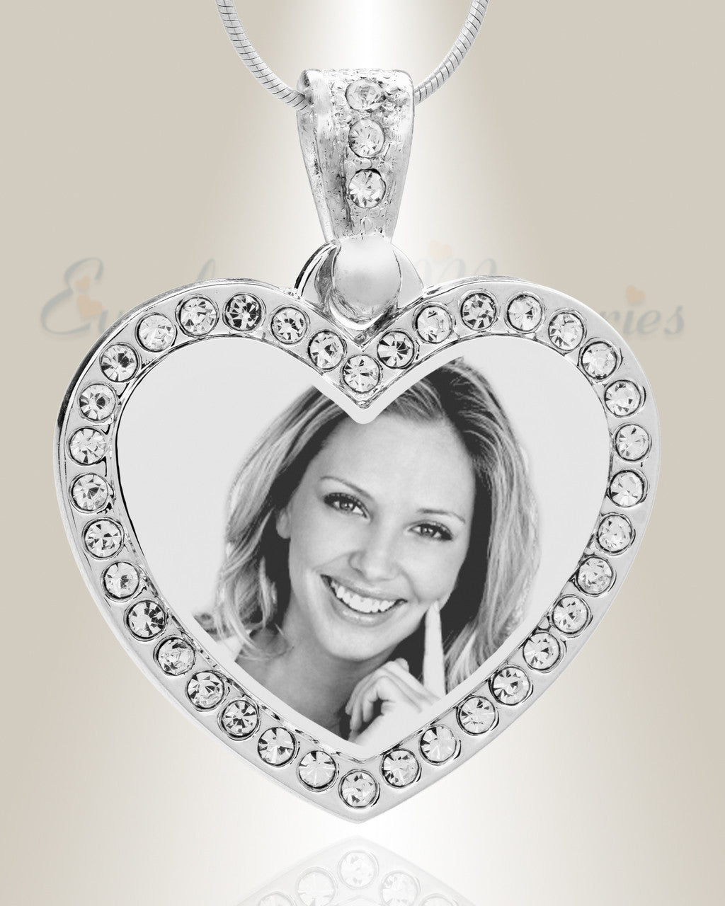 Gem Heart Photo Engraved Stainless Keepsake