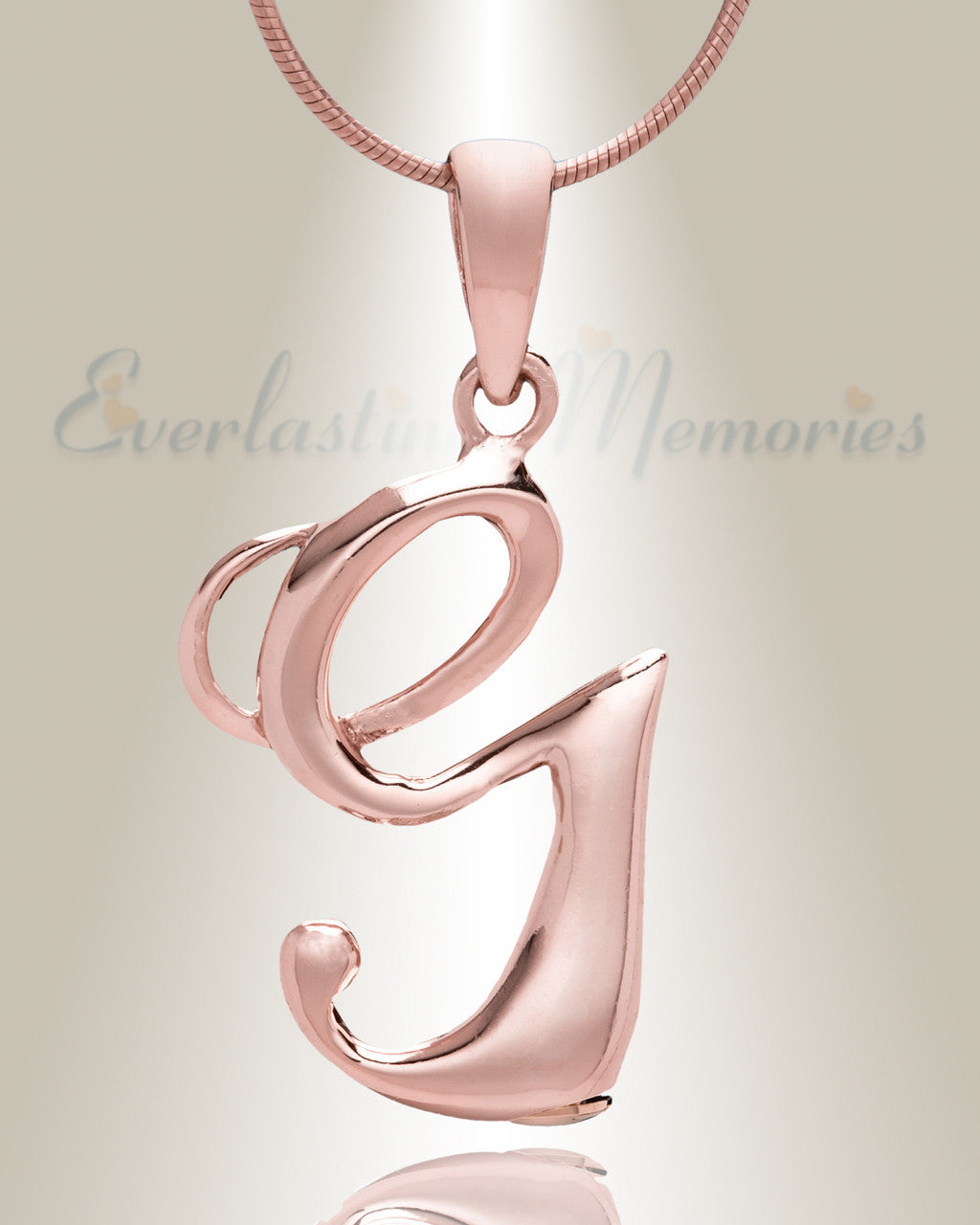 Rose Gold "G" Initial Cremation Jewelry