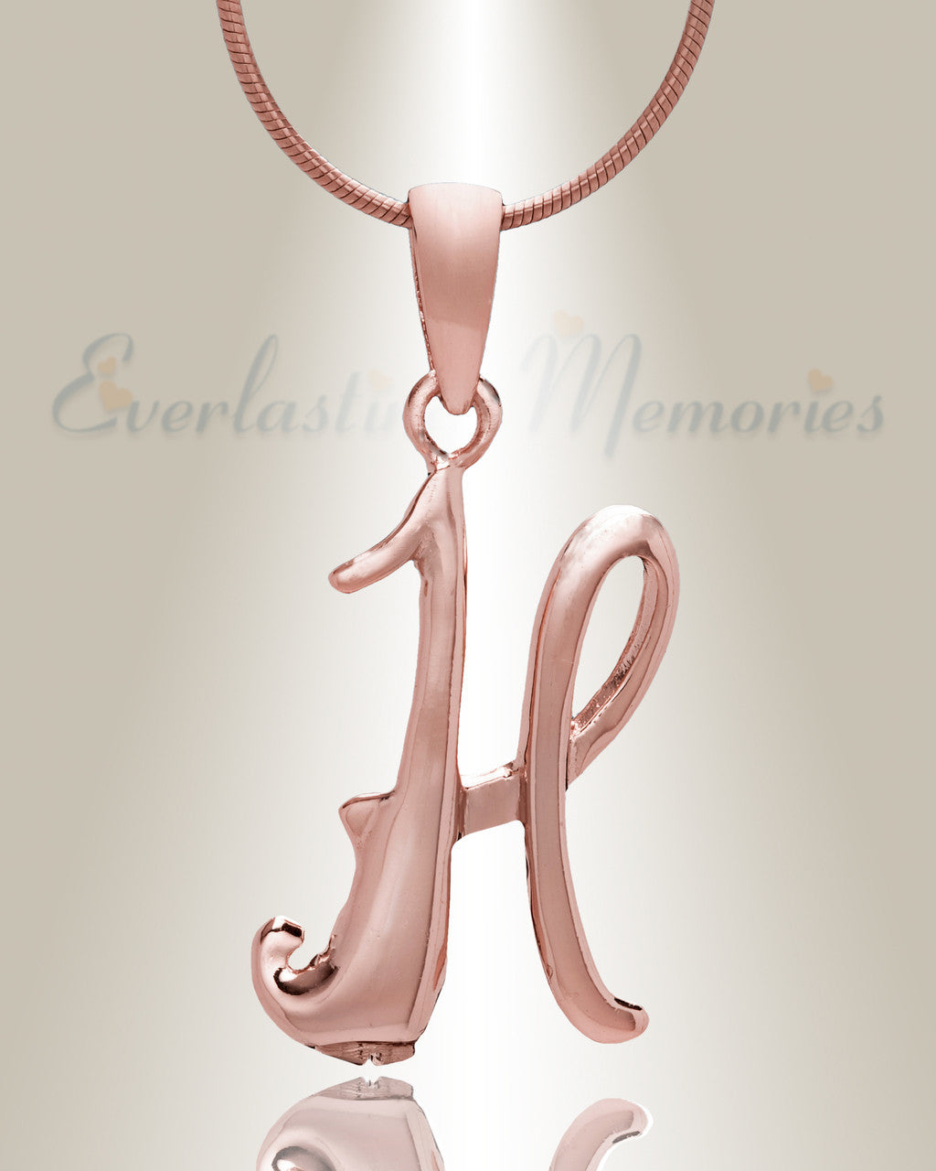 Rose Gold "H" Initial Cremation Jewelry