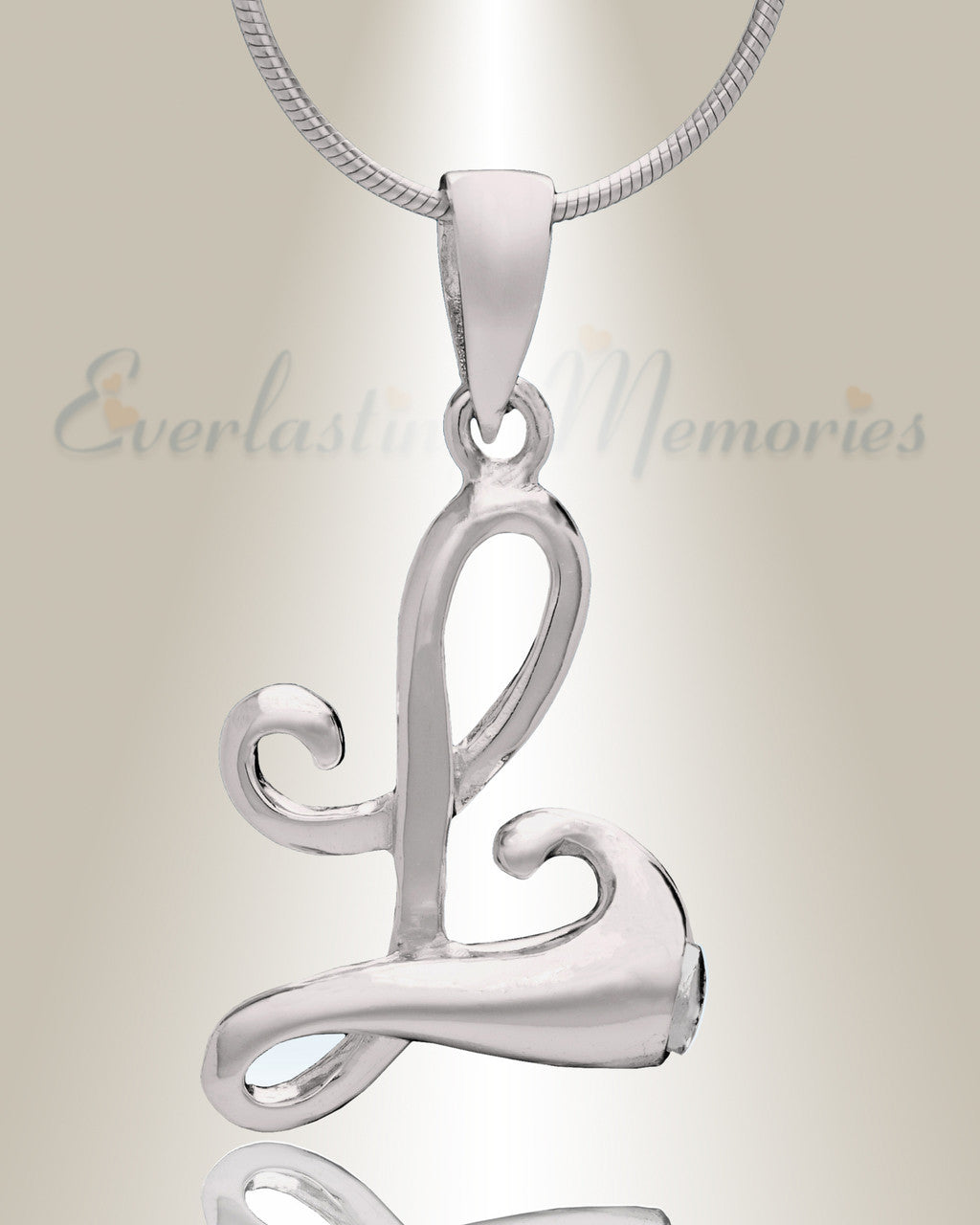 Silver "L" Initial Cremation Jewelry