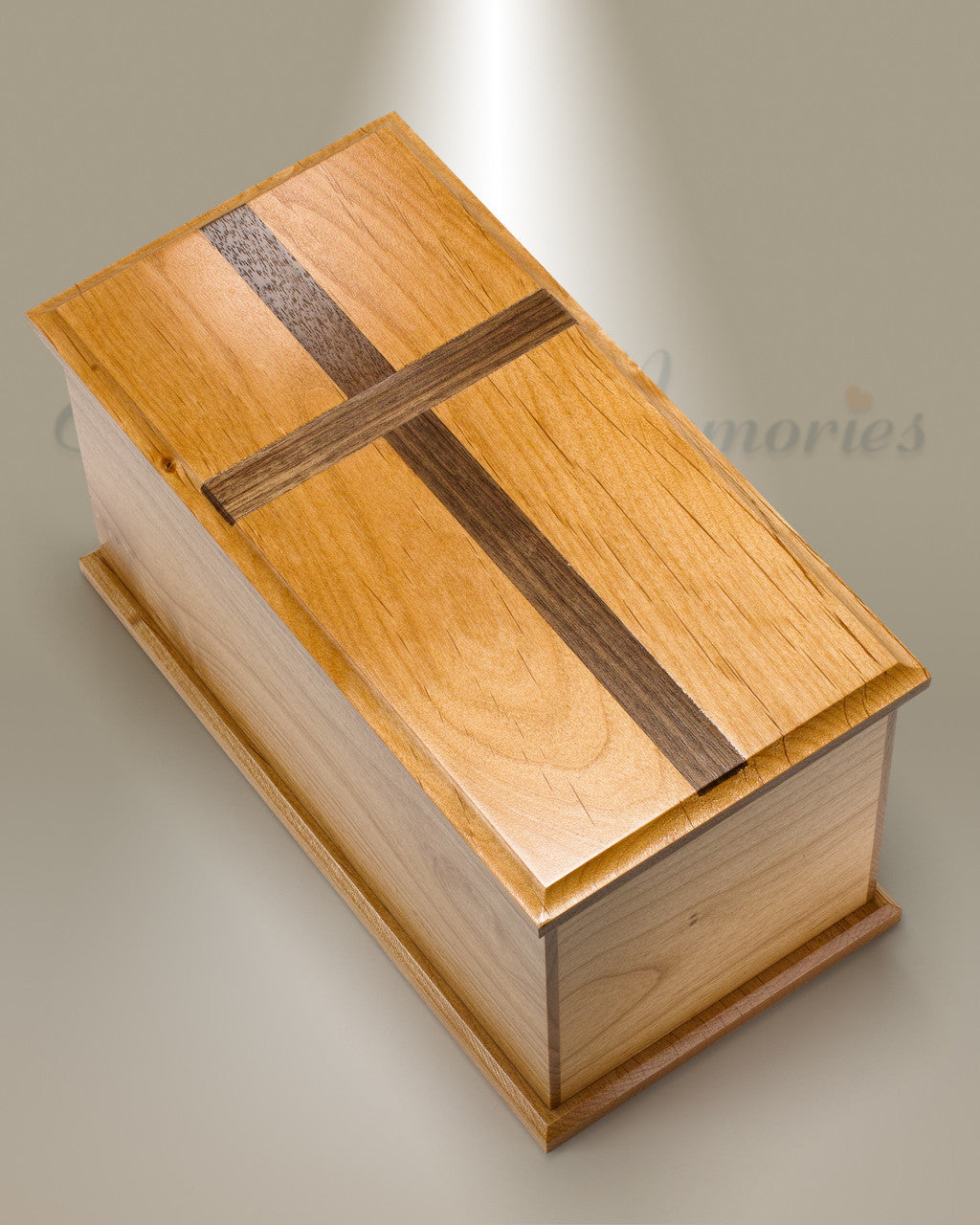 Extra Large Alder Cremation Urn w/ Walnut Cross