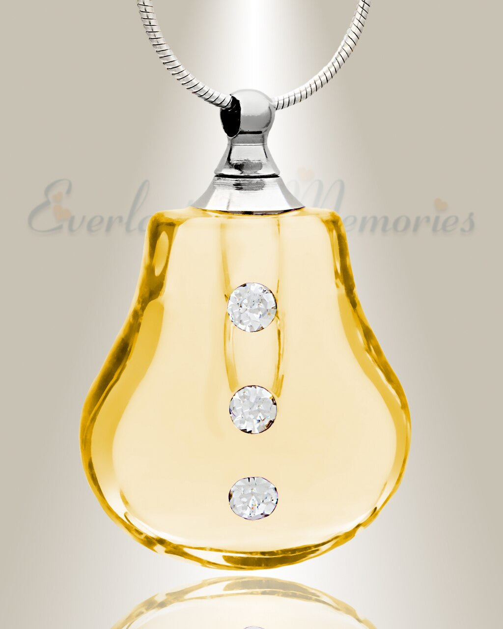 Glass Locket Yellow Trickle Remembrance Pendant