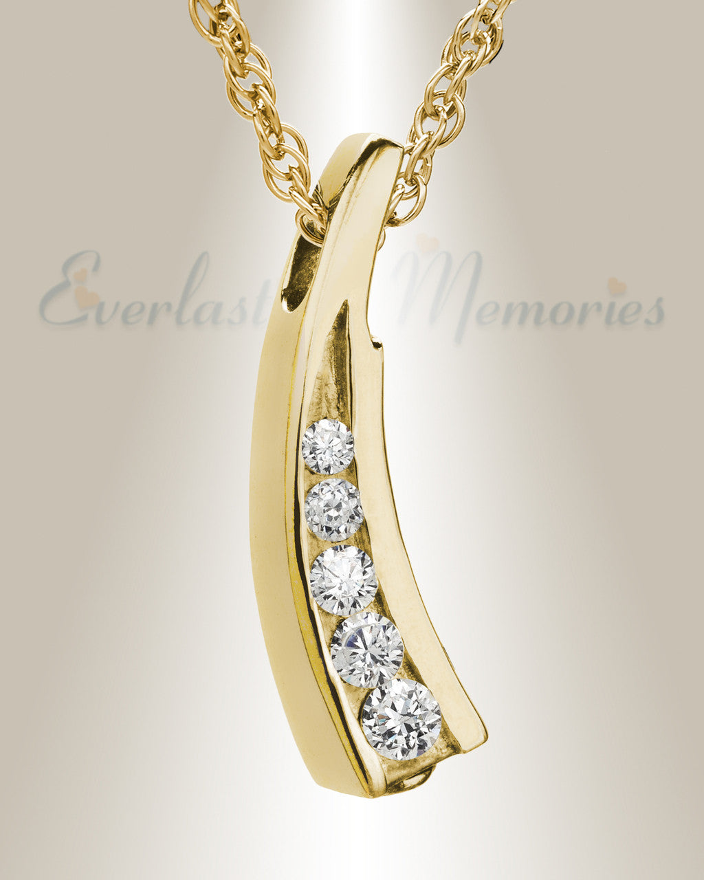 14K Gold Plated Leaf with Swarkoski Stones Funeral Jewelry