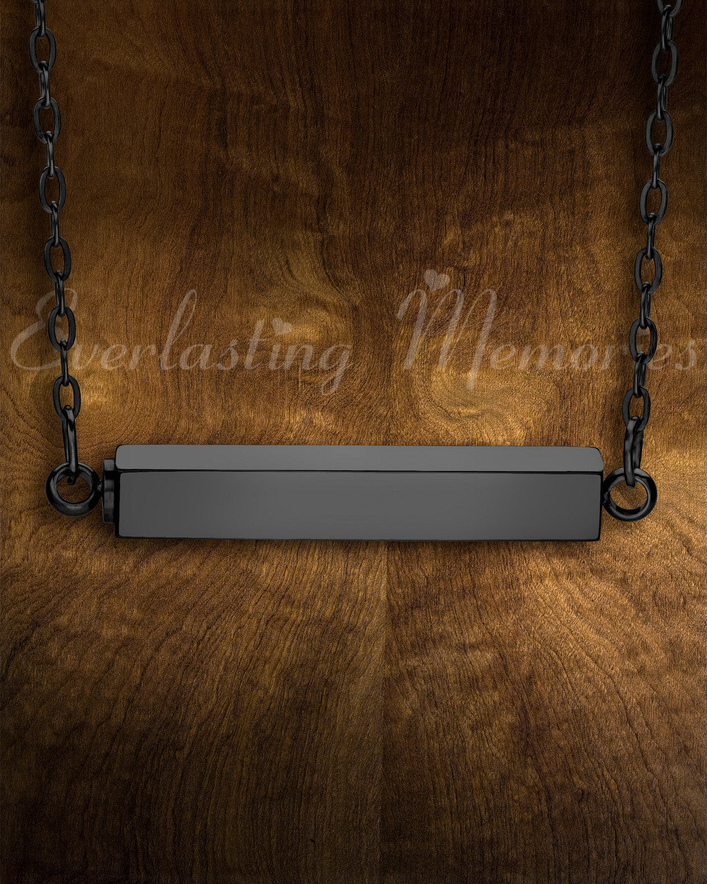 Black Finished Plain Stainless Steel Bar Cremation Necklace