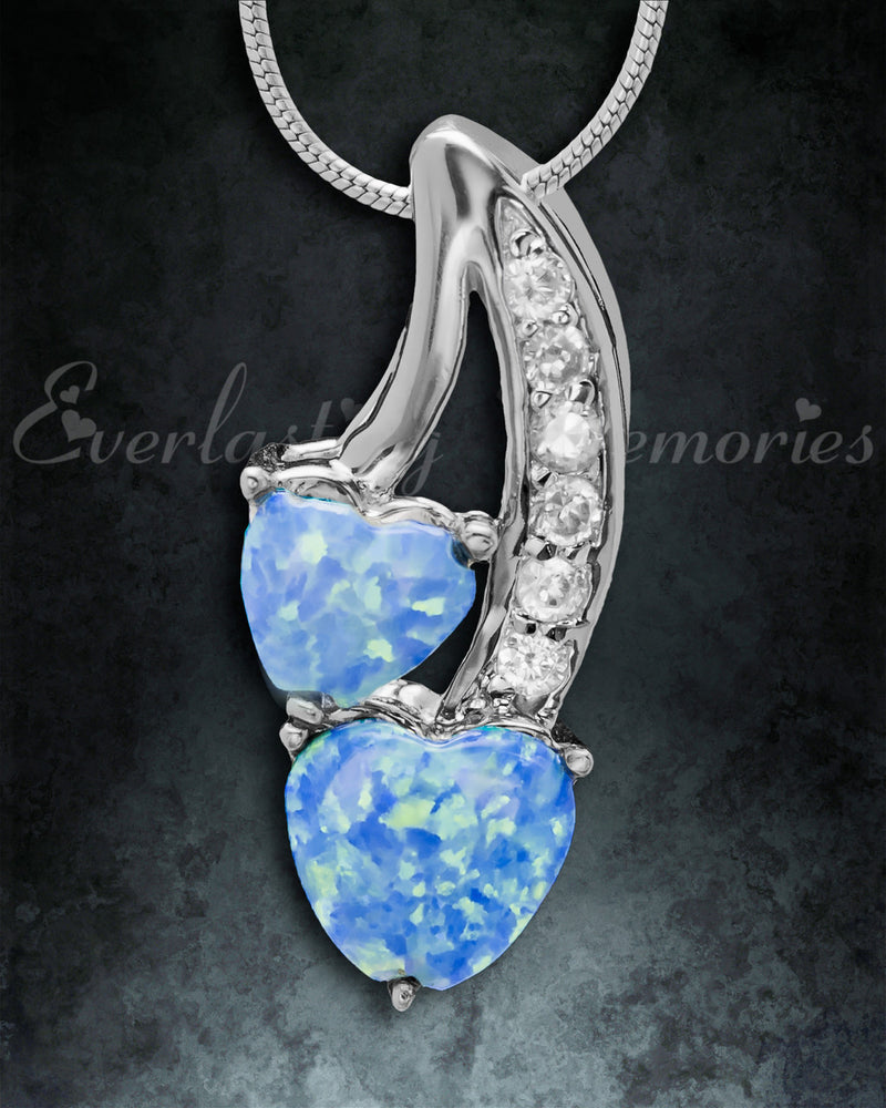 Blue Opal Calming Hearts Memorial Jewelry