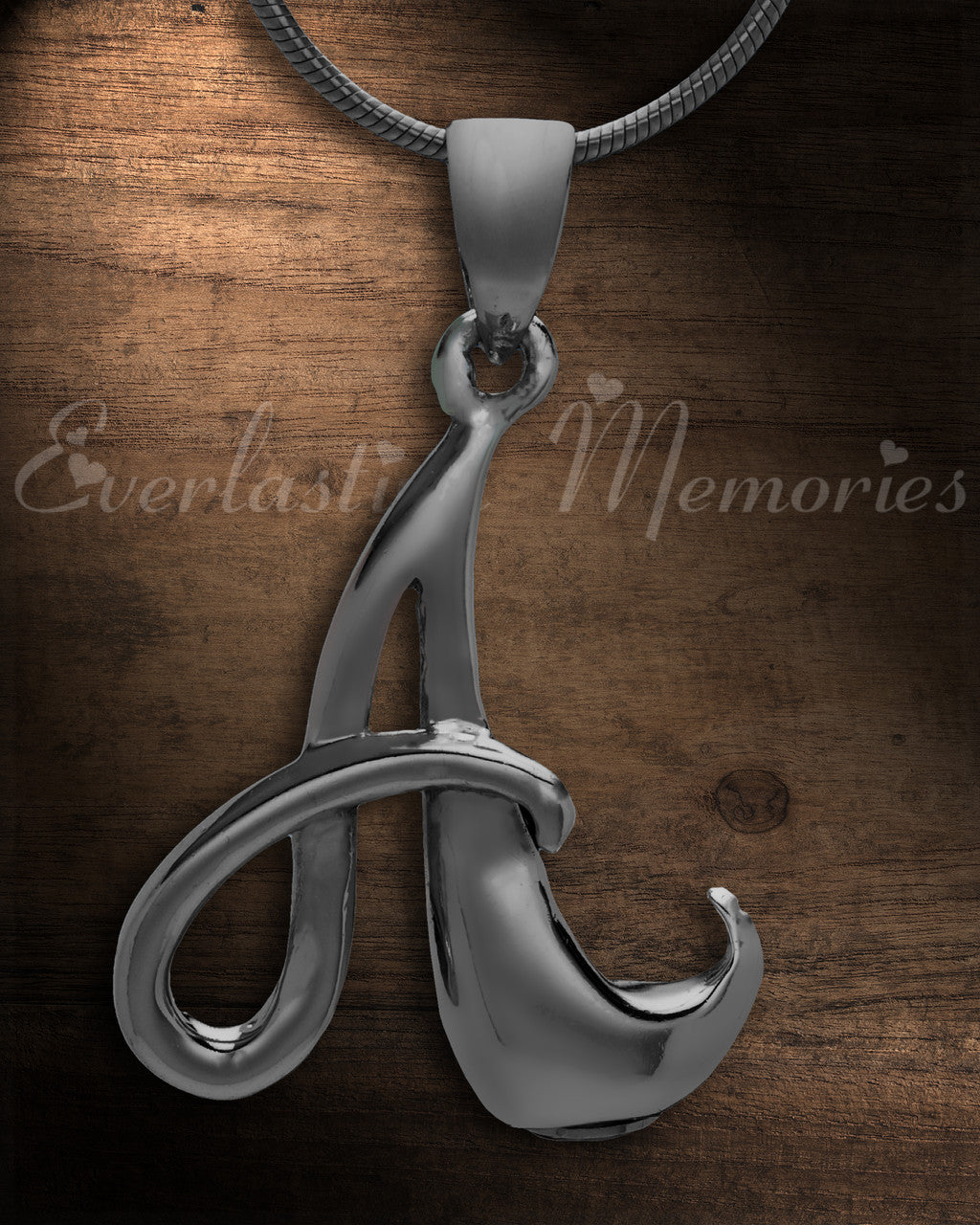 Black "A" Initial Cremation Jewelry