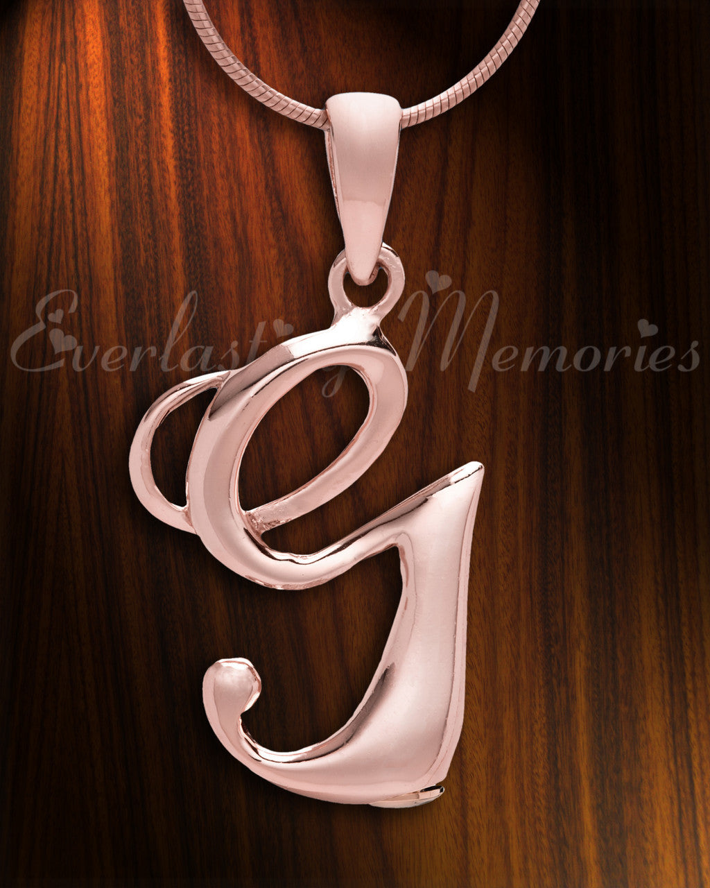 Rose Gold "G" Initial Cremation Jewelry