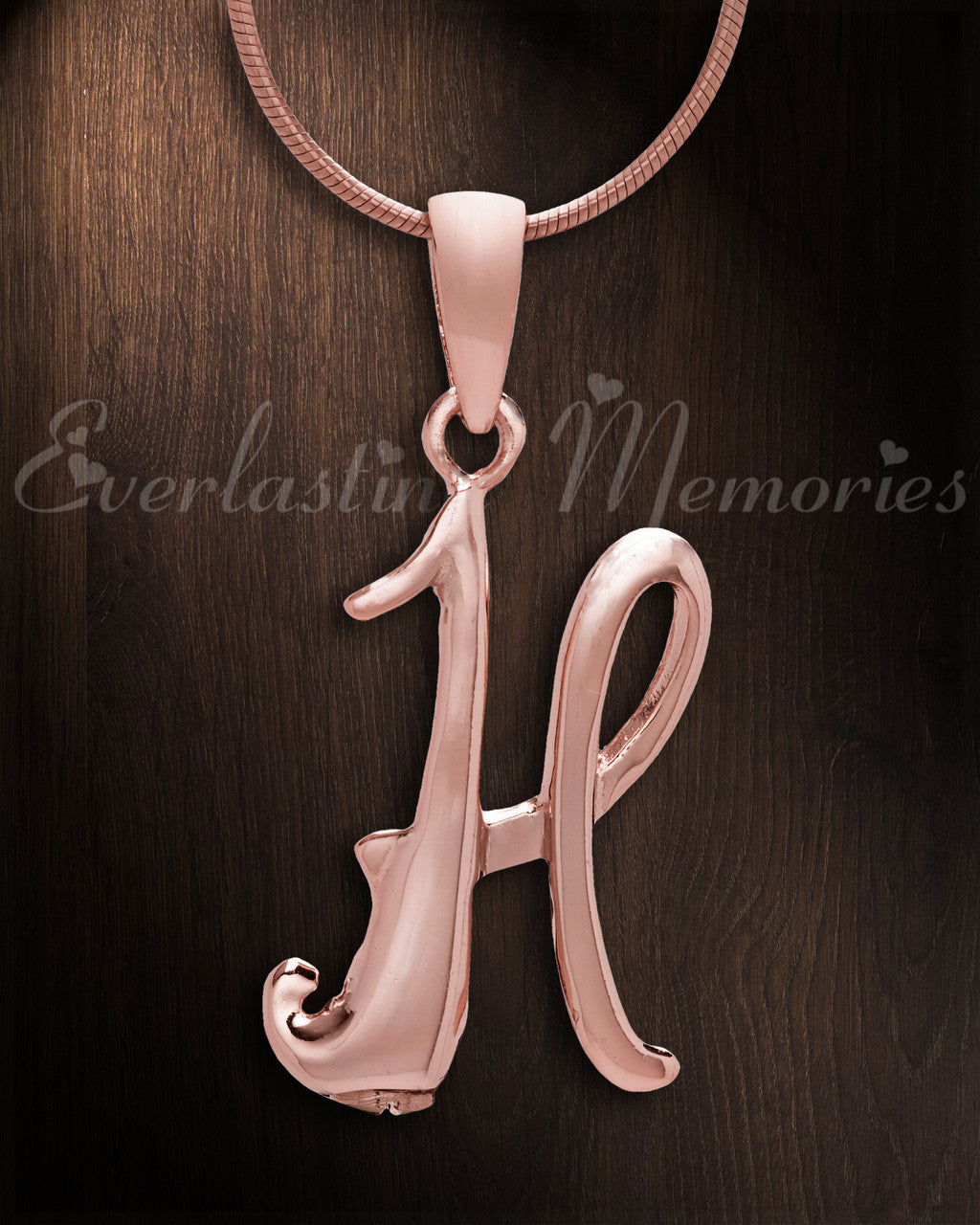 Rose Gold "H" Initial Cremation Jewelry