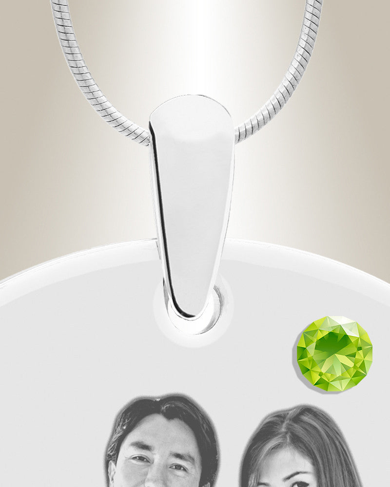 Birthstone Large Dog Tag August Photo Engraved Stainless Keepsake