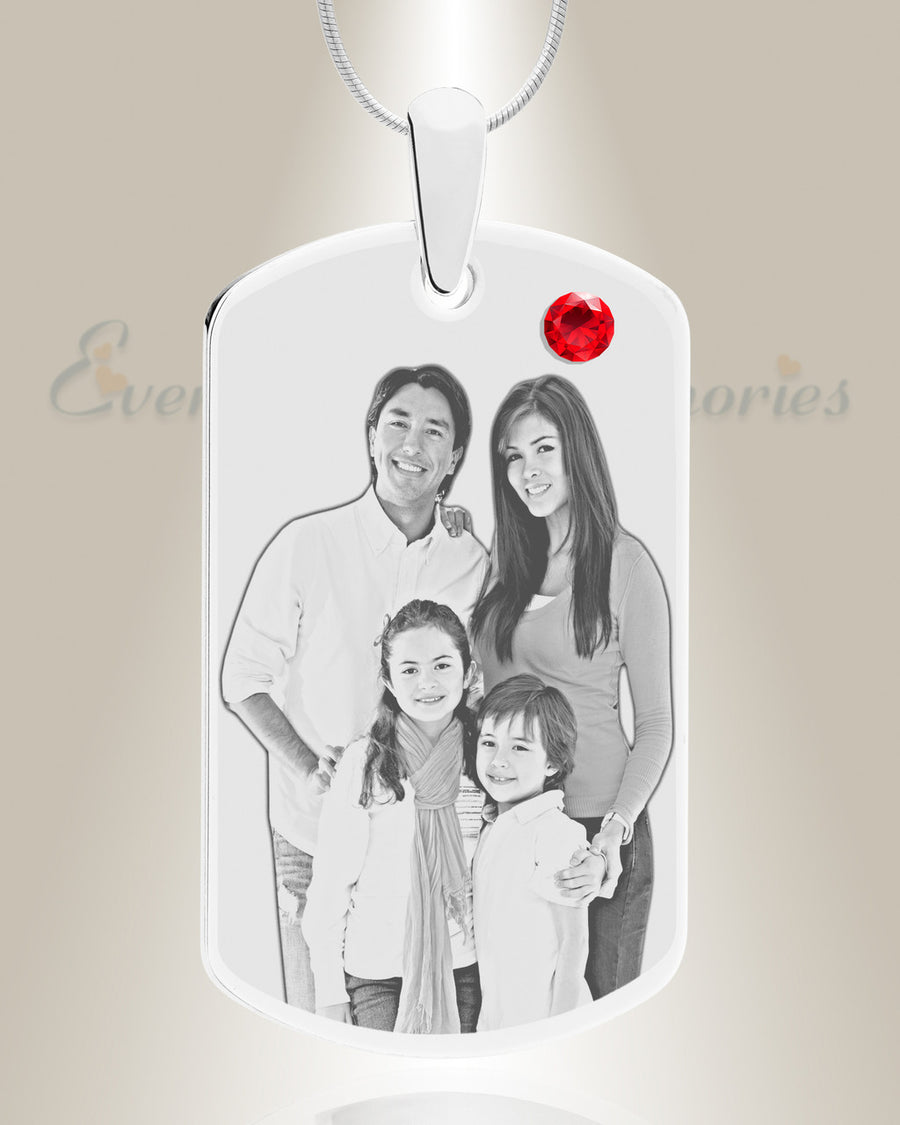 Birthstone Large Dog Tag July Photo Engraved Stainless Keepsake