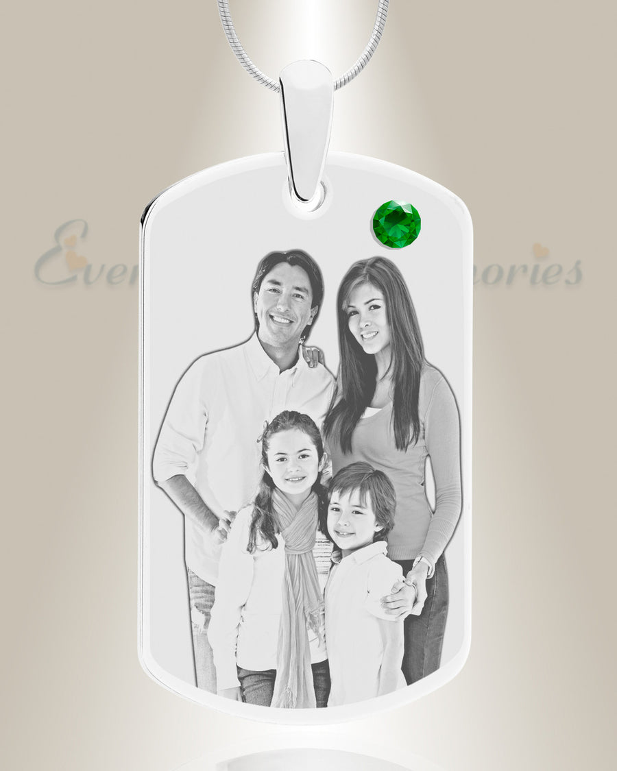 Birthstone Large Dog Tag May Photo Engraved Stainless Keepsake