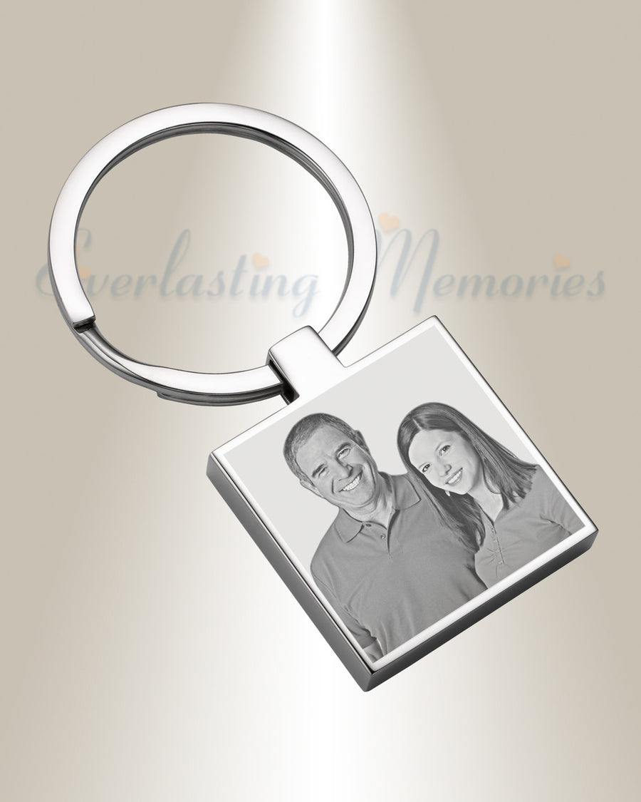 Stainless Steel Cremation Boxed Photo Engraved Keychain