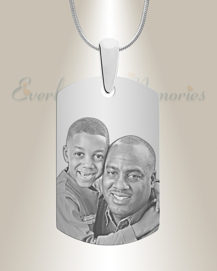 Small Dog Tag Stainless Steel Photo Pendant
