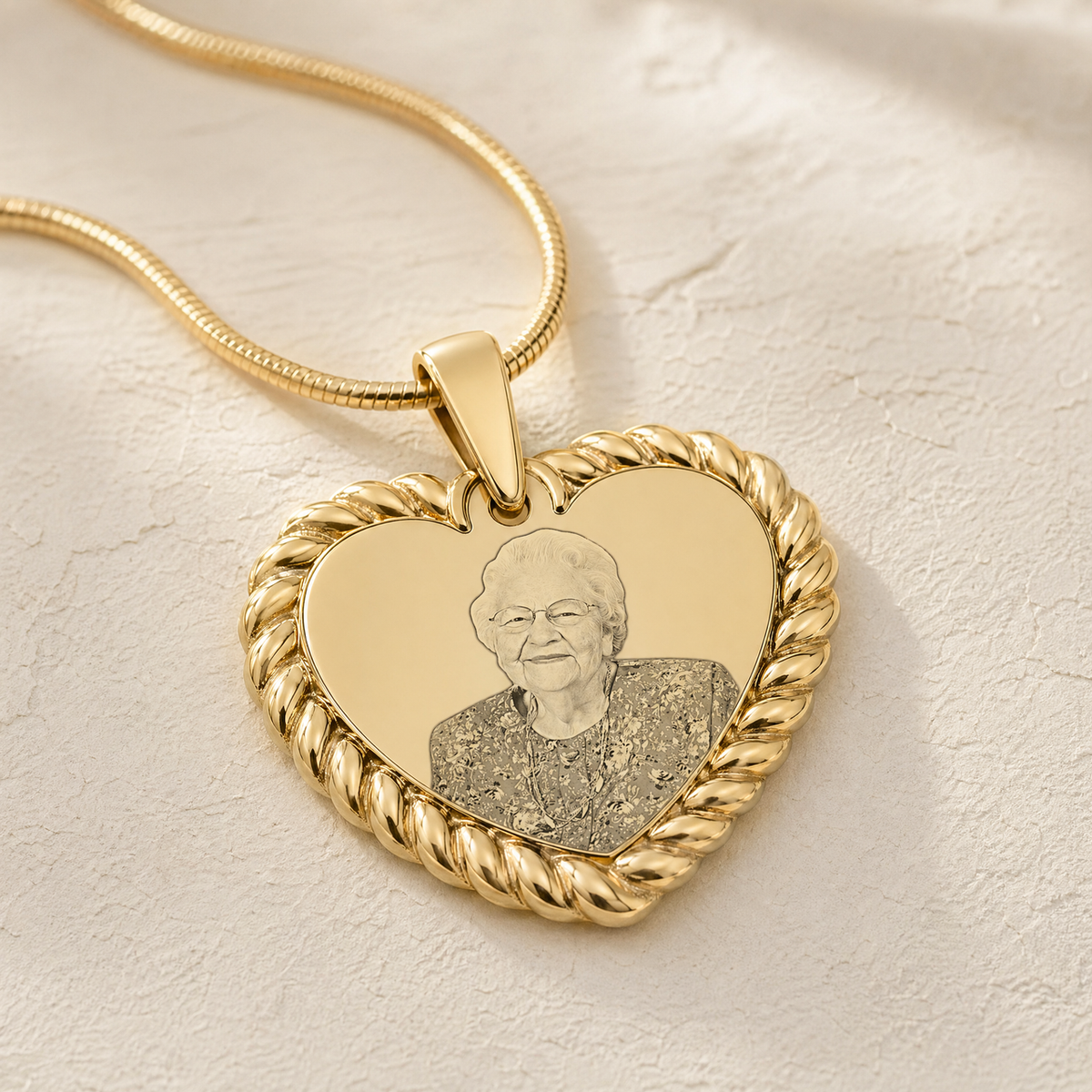 Gold Plated over Stainless Portrait Photo Heart Pendant