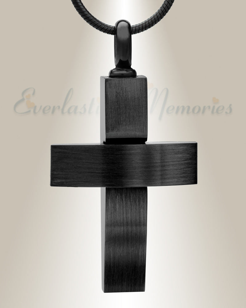 Trendy Cross with Black Finish Keepsake Urn Jewelry