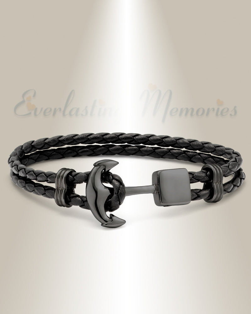Black Stainless Steel Nautical Bracelet Cremation Jewelry
