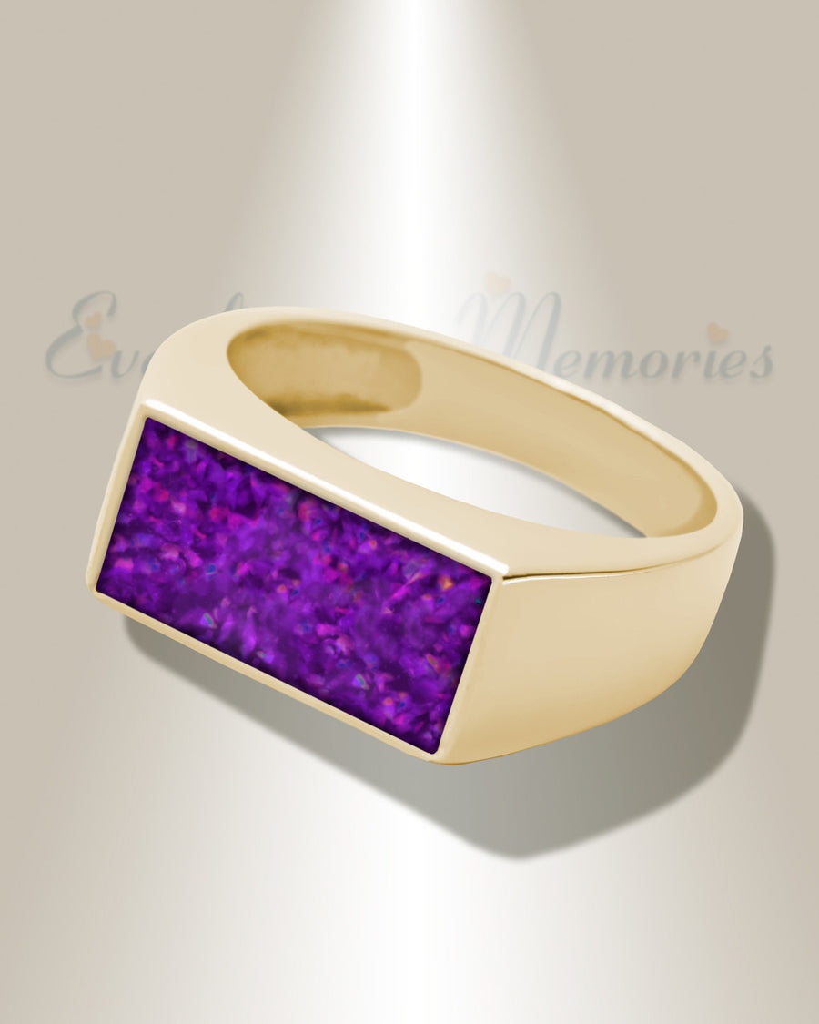 Solid 14K Gold Men's Drexel Ash Ring with Lilac Pearl Opal