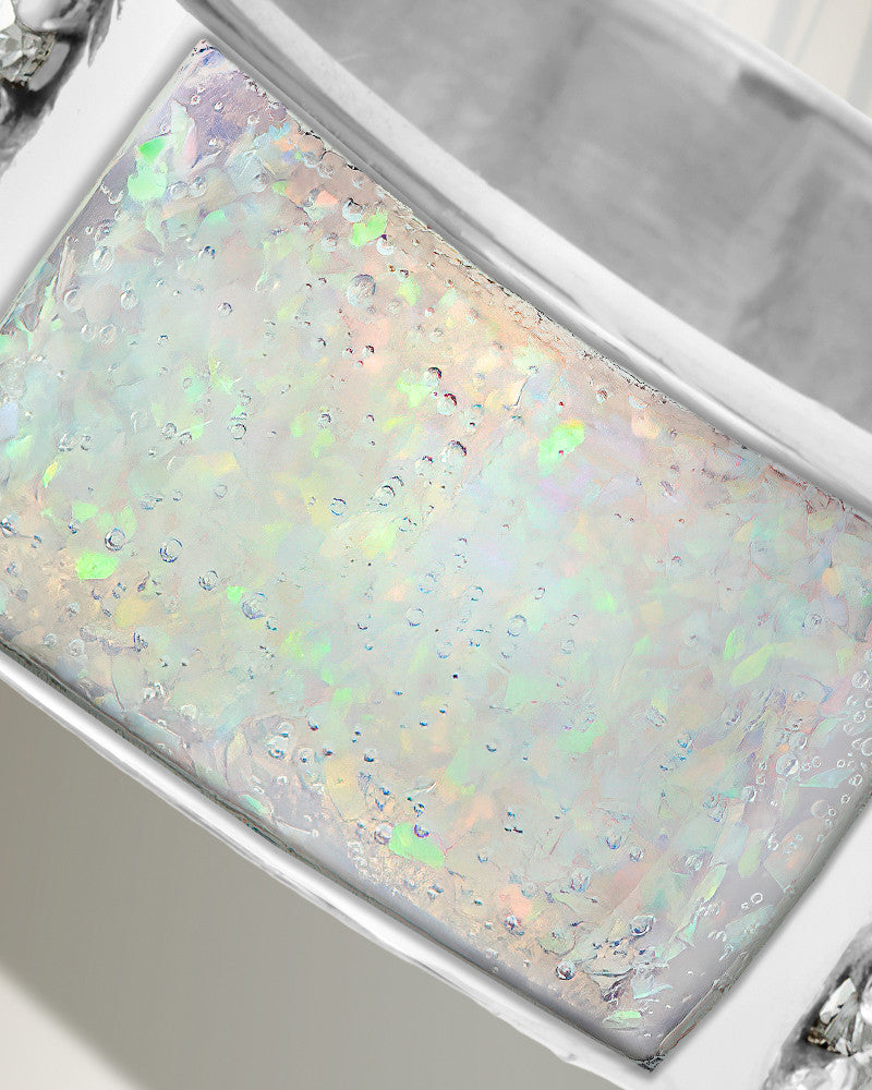 Men's Sterling Silver Yellowstone Ash Ring with Crushed Cream Opal