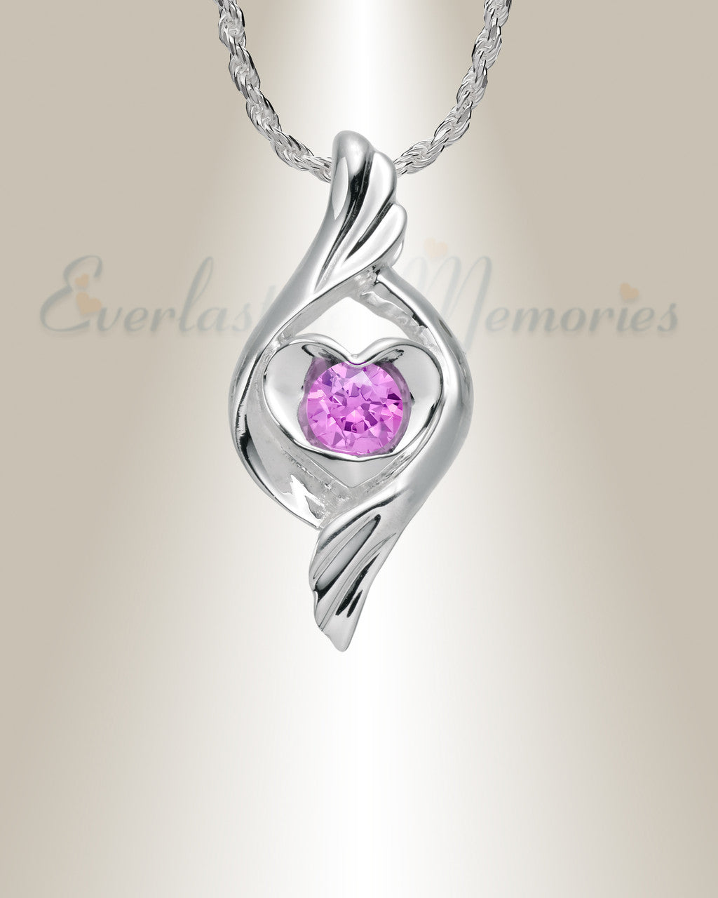 Sterling Silver Pink Tucked In Your Heart Cremation Urn Pendant