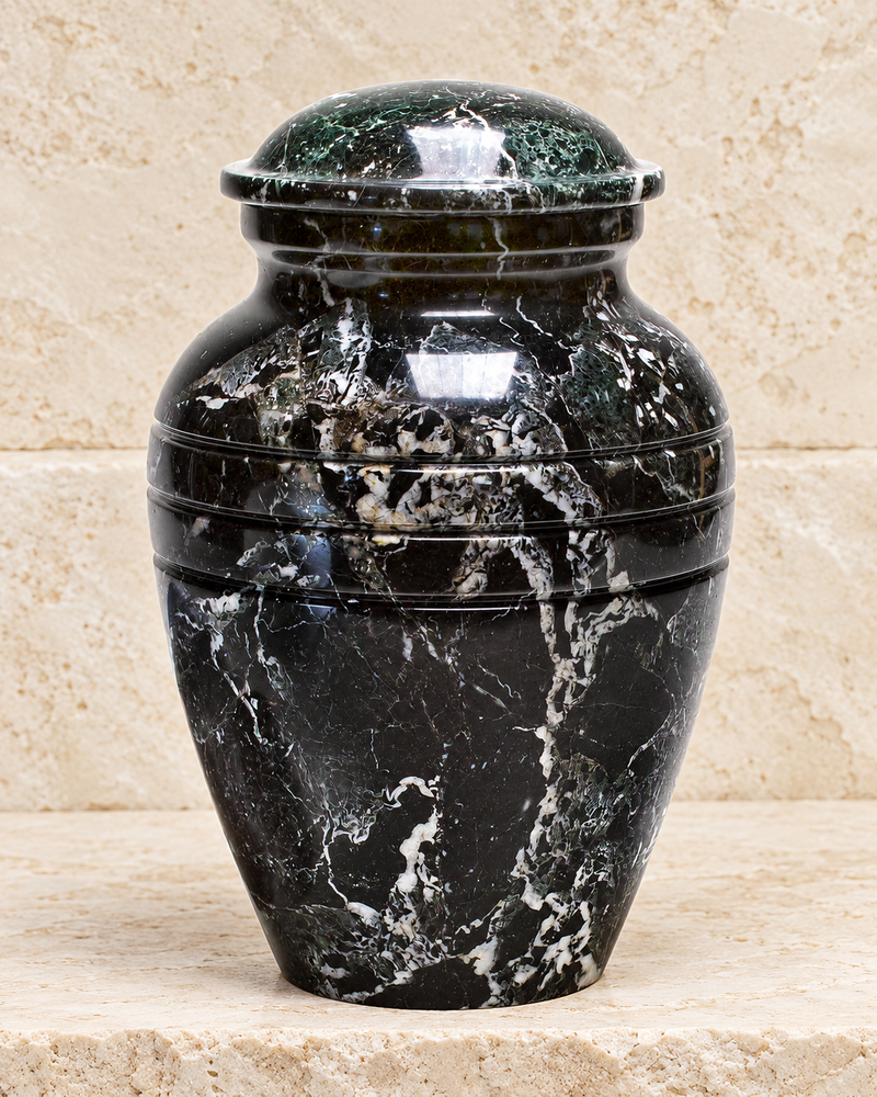 Black Grain Marble Cremation Urn