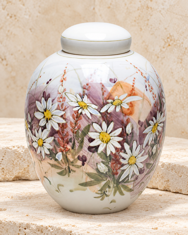 Daisies Ceramic Cremation Urn