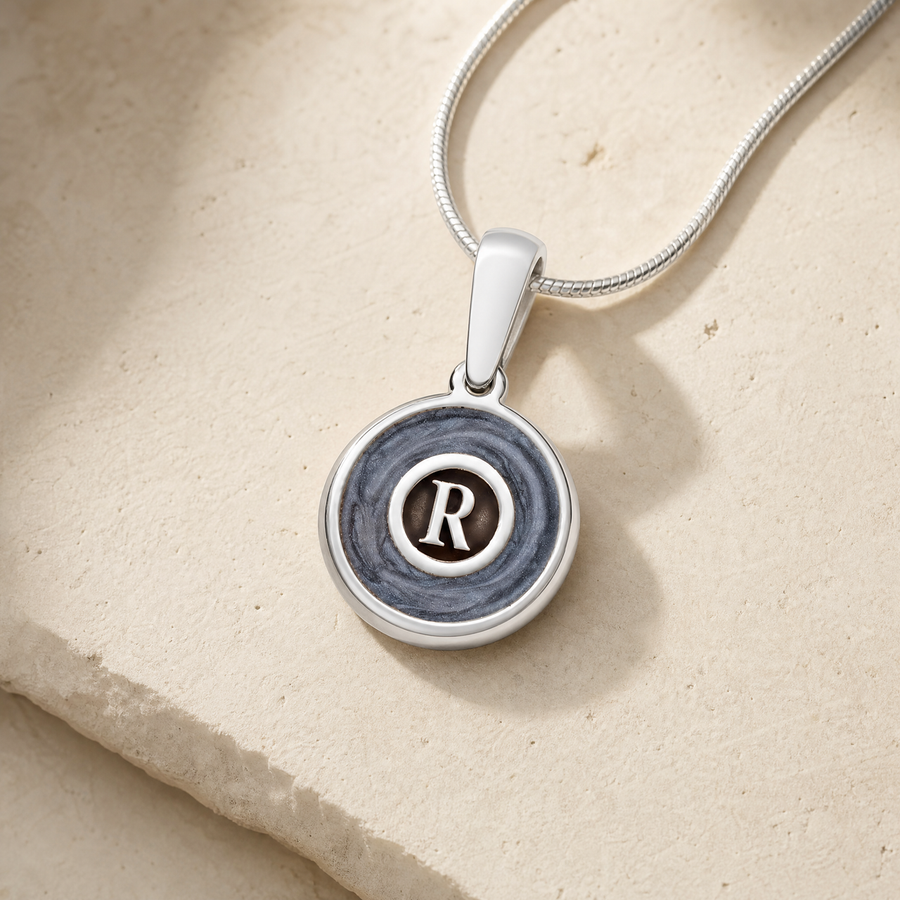 Silver Dusky Monogram Ash Resin Jewelry