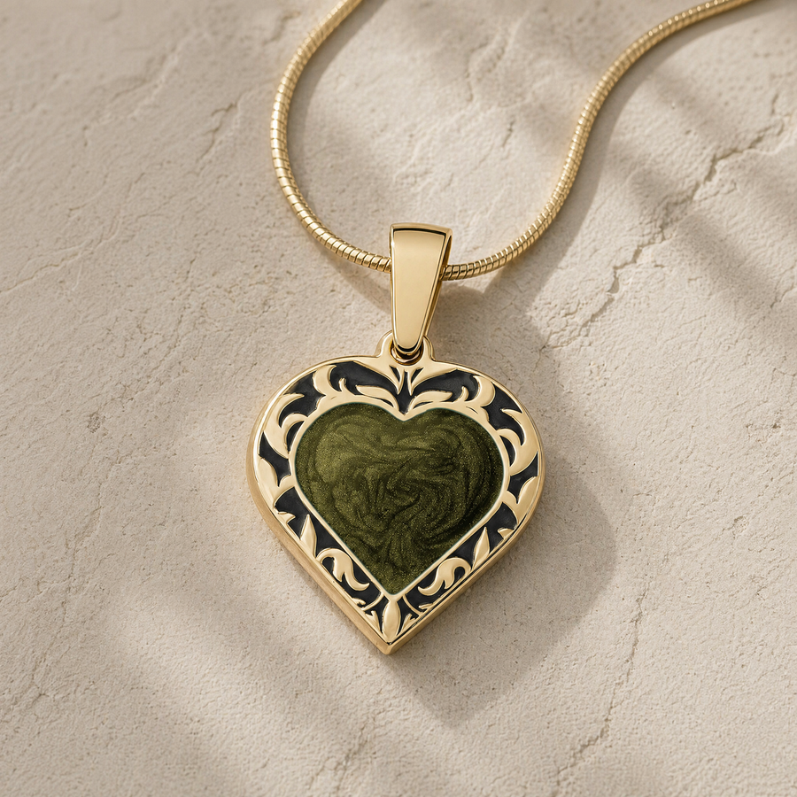 Gold Balsam Heart Ash Resin Jewelry