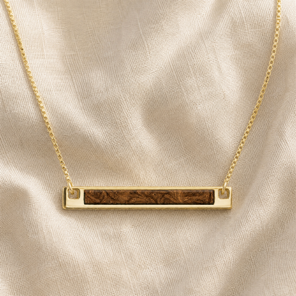 Solid 14K Gold Carob Barred Ash Resin Jewelry