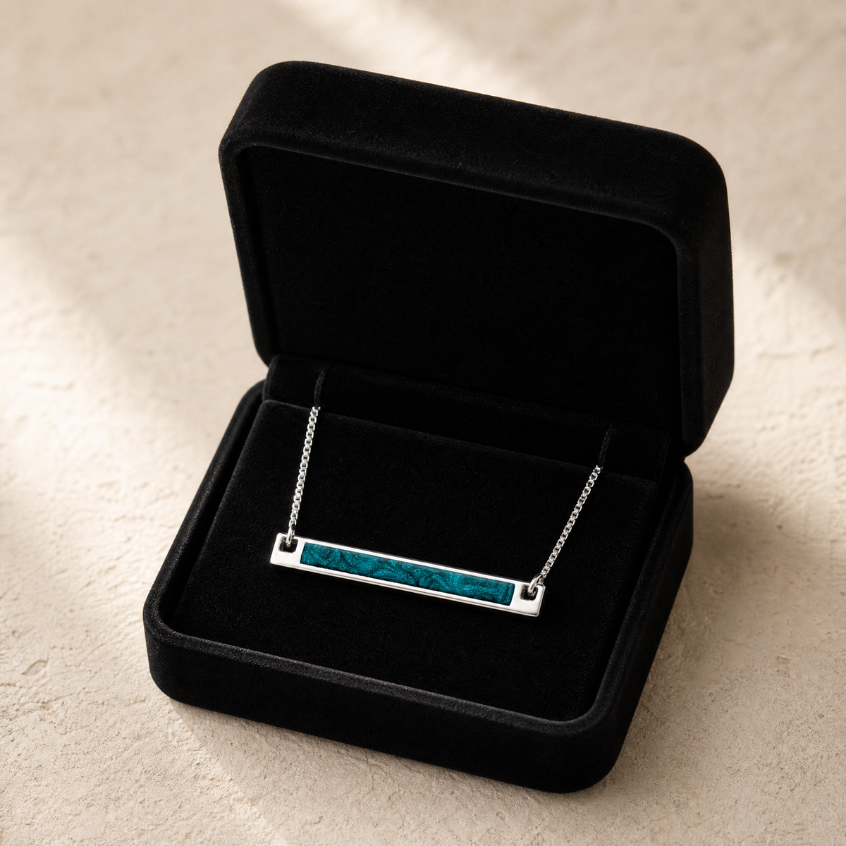 Silver Aqua Barred Ash Resin Jewelry