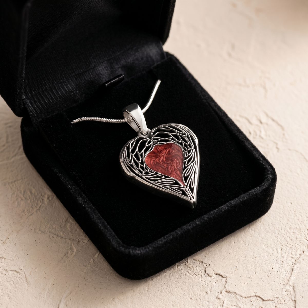 Paradise Sterling Silver Heart with Crimson Ash Resin Jewelry