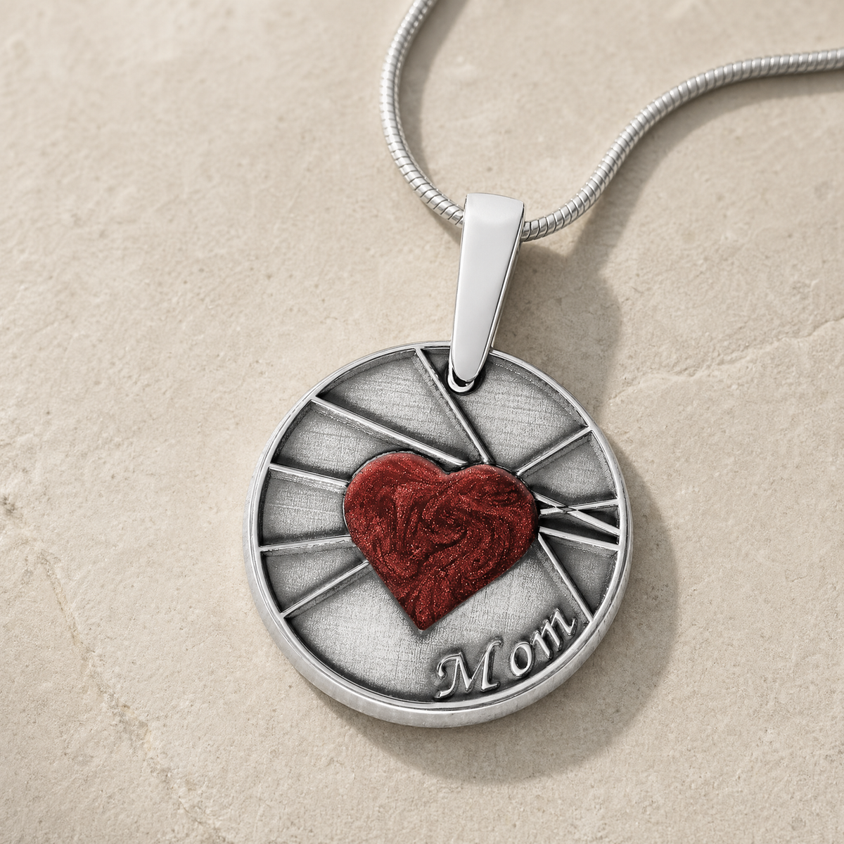 Enlightened Round Sterling Silver with Crimson Ash Resin Jewelry