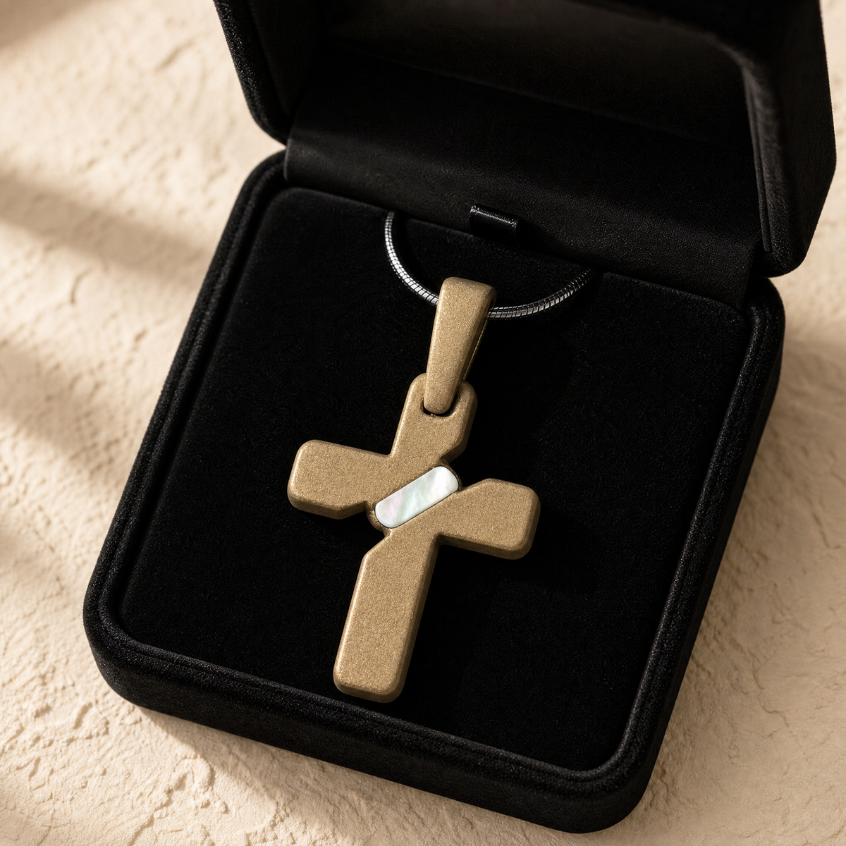 Honoring Cross Bronze Finish with Cream Ash Resin Jewelry