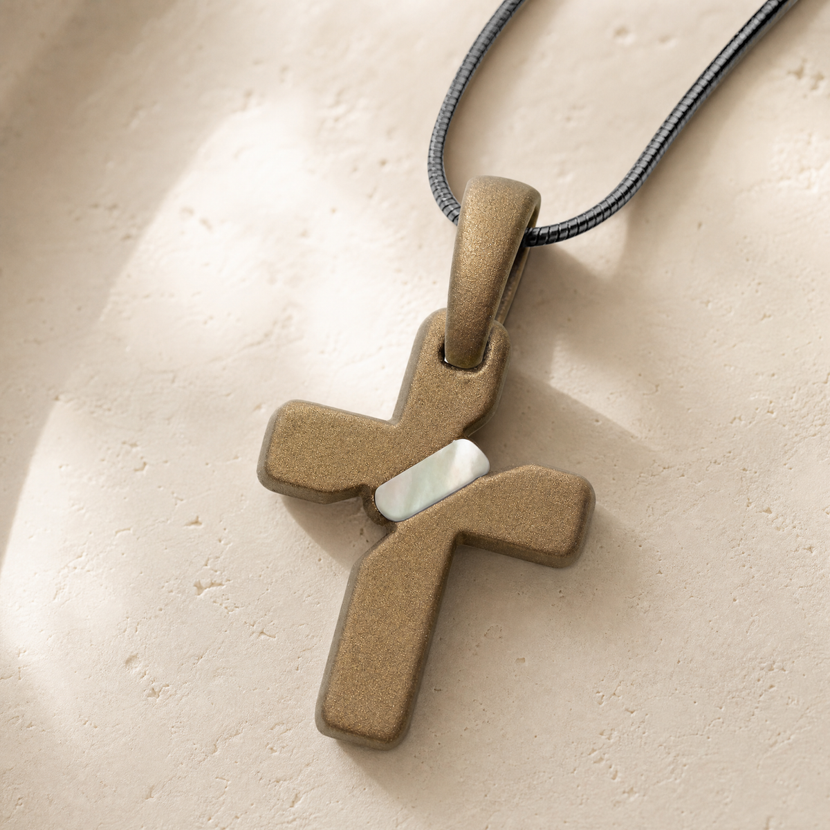 Honoring Cross Bronze Finish with Cream Ash Resin Jewelry