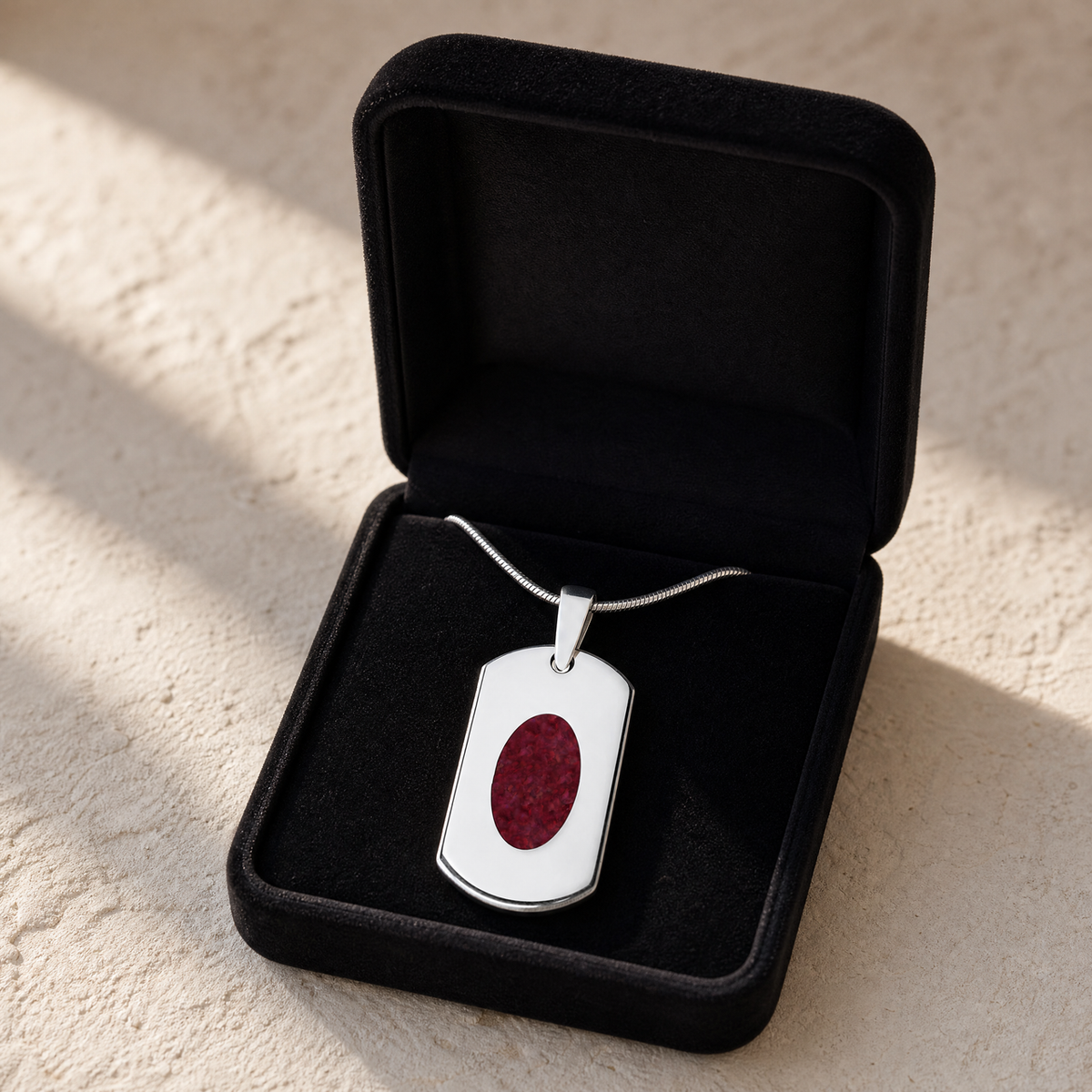 Honored Rectangle Sterling Silver with Scarlet Pearl Opal Ash Resin Jewelry