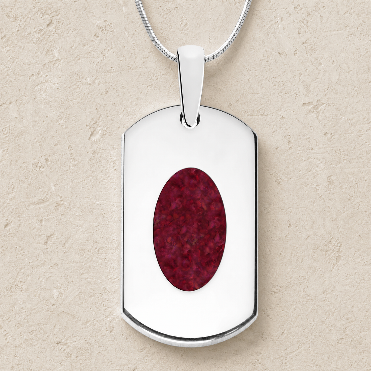 Honored Rectangle Sterling Silver with Scarlet Pearl Opal Ash Resin Jewelry