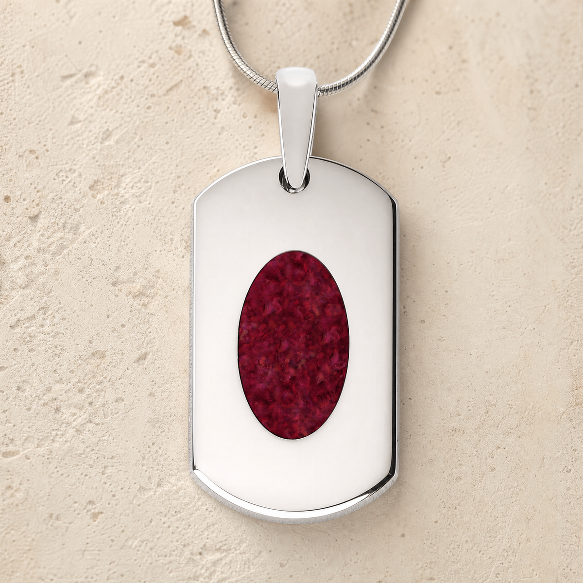 Honored Rectangle Sterling Silver with Scarlet Pearl Opal Ash Resin Jewelry