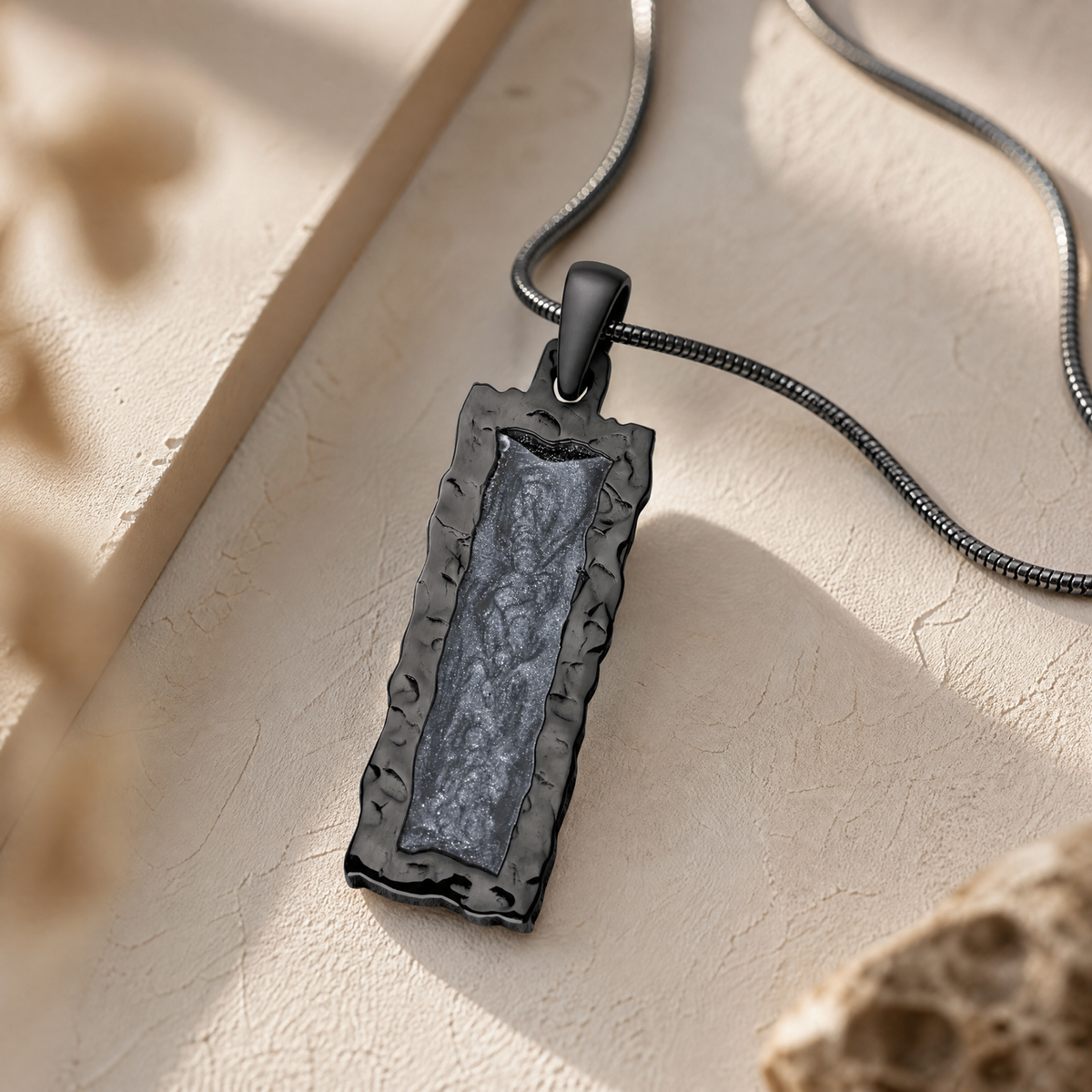 Lasting Long Rectangle Black Finish Ash Resin Jewelry