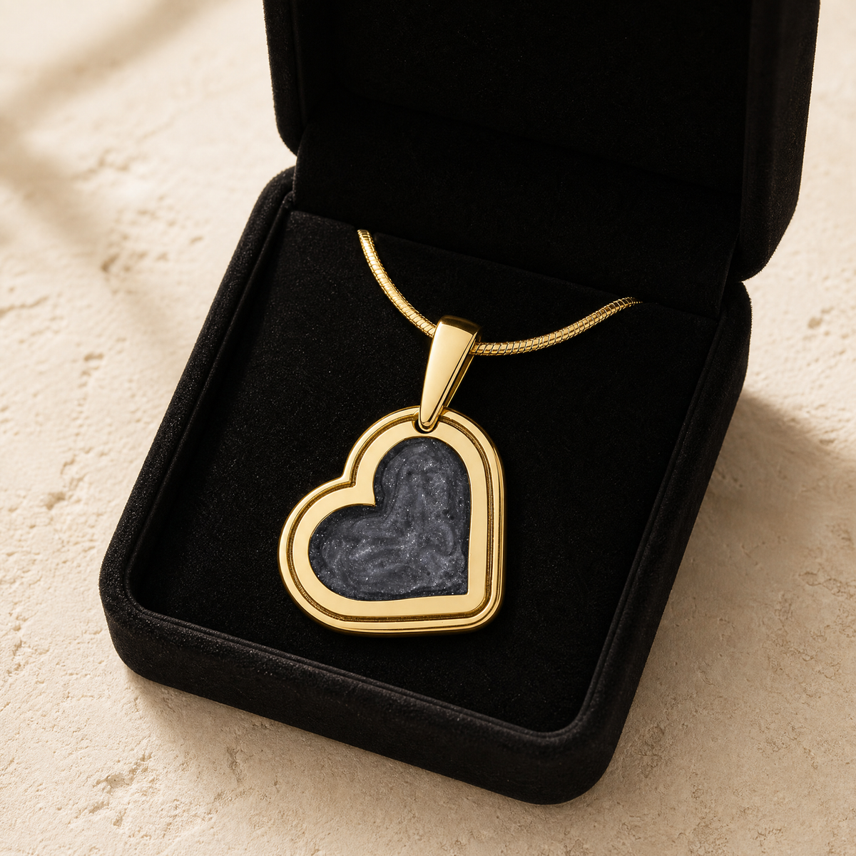 Attentive Heart Gold Plated with Slate Ash Resin Jewelry