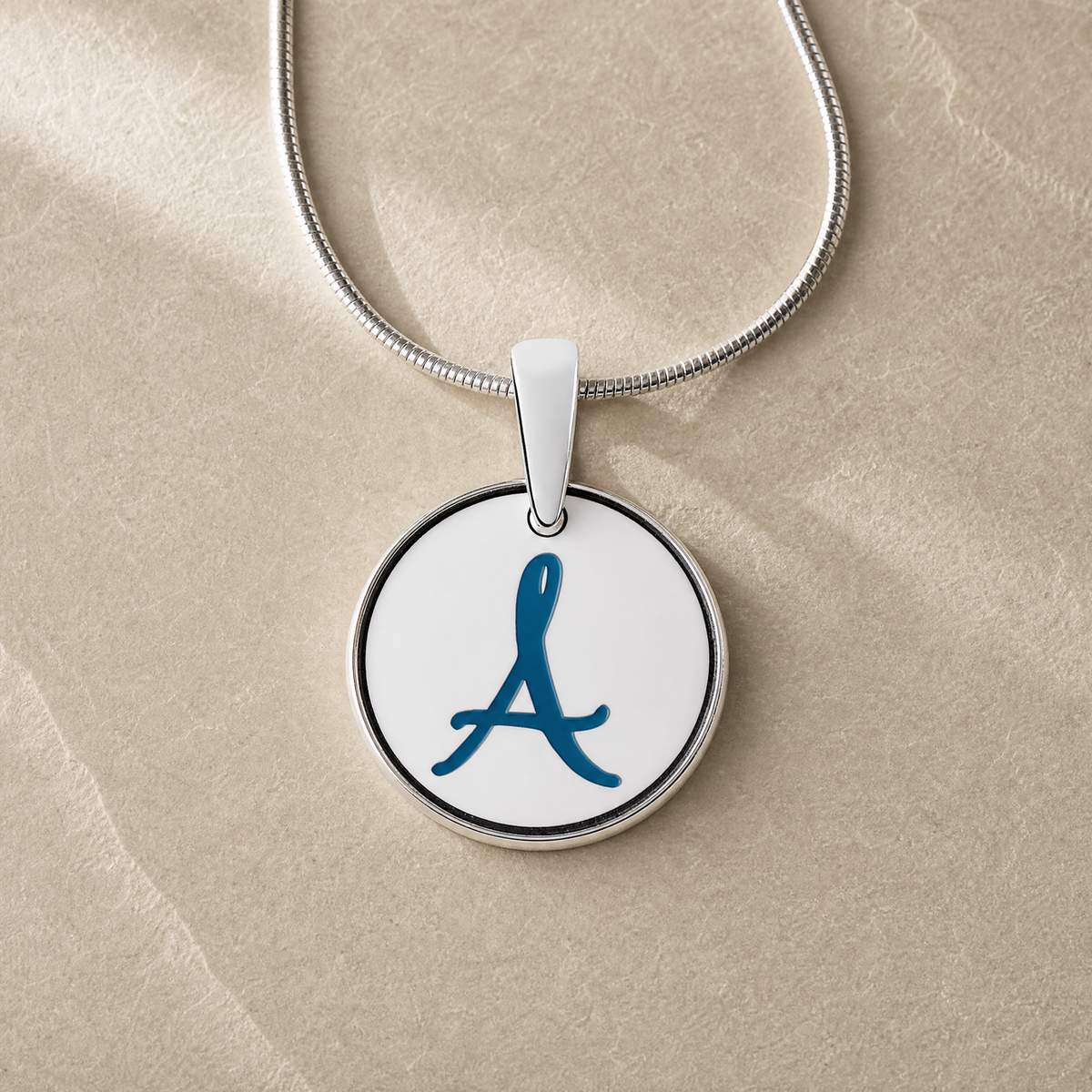 Initial Round Sterling Silver Ash Resin Jewelry