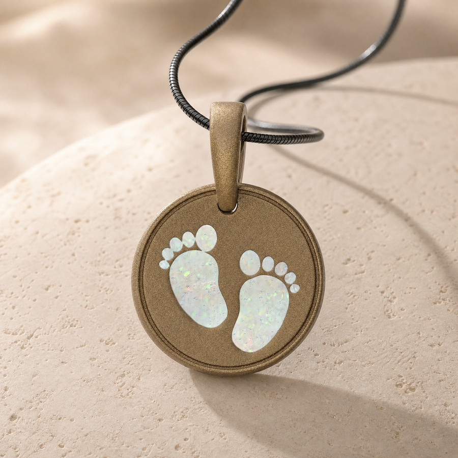 Lasting Imprint Round Bronze Finish with Crushed Cream Opal Ash Resin Jewelry
